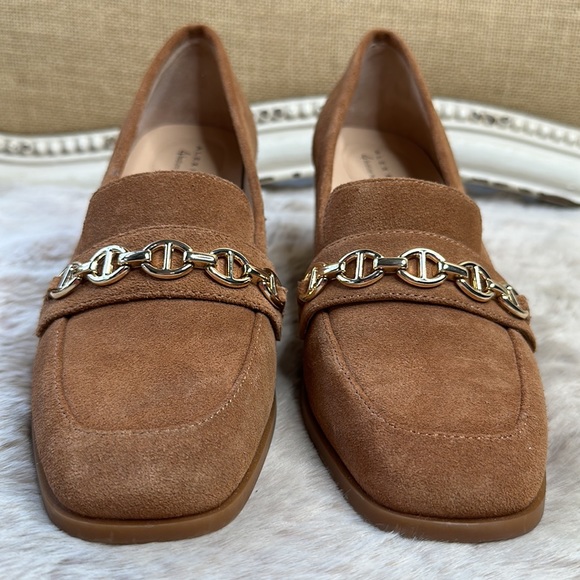 Alex Marie | Farin Suede Chain Hardware Loafer Pumps, in Camel - Picture 8 of 15
